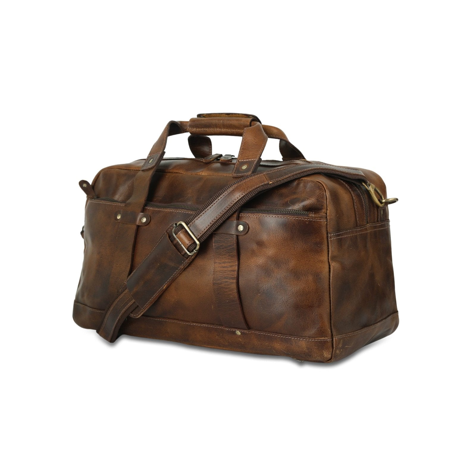 Designer Leather Duffle Bags in Dark Brown